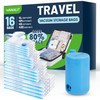 Vacuum Storage Bags for Travel, 16 Pack (4L+4M+4S+4XS) Vacuum Seal
