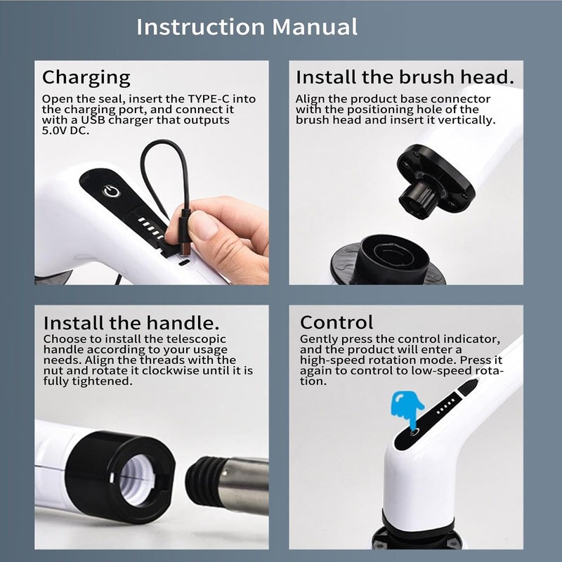 Cordless Electric Cleaning Brush – 2-Speed Power Scrubber with 9