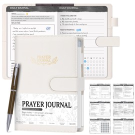 Ospelelf Beige Faux Leather Christian Prayer Journal for Women, Bible Study Journal for Men Daily Planner Notebook, Undated 3 Month, Mental Health Gratitude Journal Stress Relief