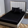 YASMENG Black Full Satin Fitted Sheets Only for Single Bed,