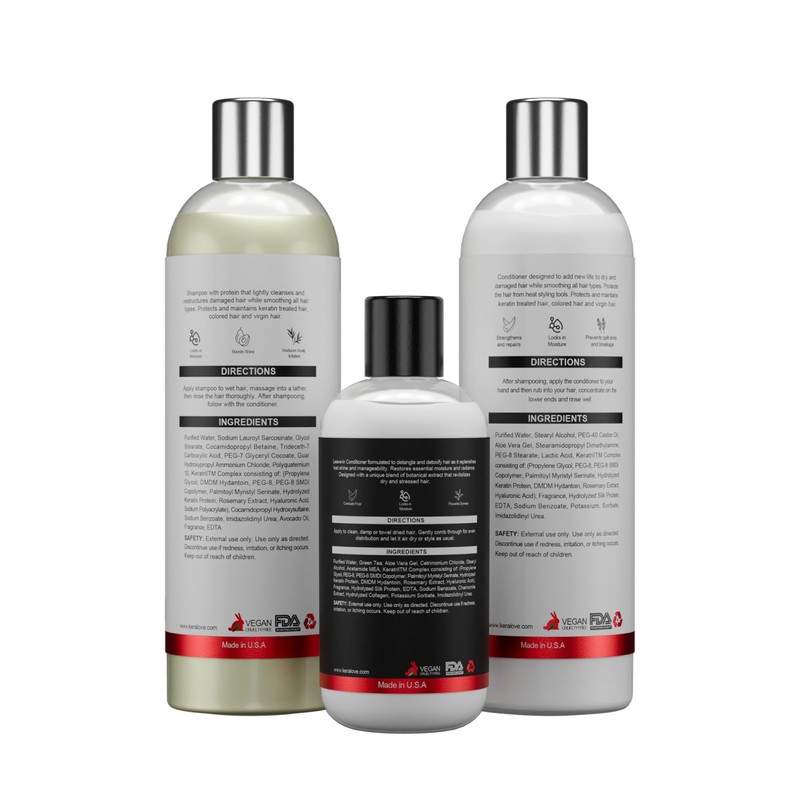 Keralove Shampoo, Conditioner & Leave-in Set | Keratin Care &