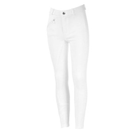 HORZE Active Kids' Unisex Silicone Grip Full Seat Horseback Riding Breeches - White - M