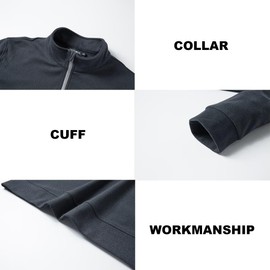 TRUSMOL Quarter Zip Pullover Men Performance Moisture Wicking Heather Golf Pullover Sports 1/4 Zip Pullover Mens Sweatshirt, Black, Large