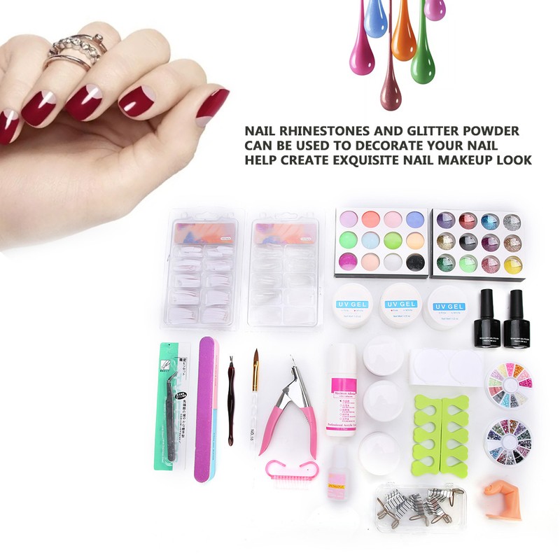 Professional Nail Art Tips Dead Skin Fork Rhinestones Scissors Manicure