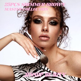 Jessup Juego de 25 Brochas de Maquillaje Profesionales para Base, Sombra de Ojos, Polvo, Mezcla, Corrector, Colorete, Contorno, Delineador de Ojos, Brochas para Cejas, Marrón T511