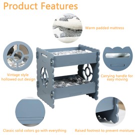 ankuliy Wooden Cat Bed,Elevated Cat Bed Furniture,Cat Bunk Beds for 2 Indoor Cats,Modern Cat Condo with Cushion,Protect Cat's Hip Joint for All Seasons,Easy to Assemble(18.7x14.96"x19.49",Grey)