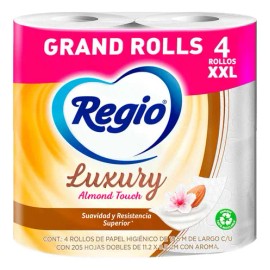 Papel Higiénico Luxury Almond Touch XXL 4 Piezas 205 hojas C/u Regio