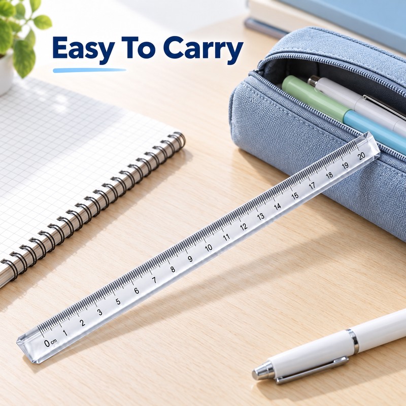Transparent Triangular Ruler, 15cm/20cm Clear Anti-Roll Measuring & Drawing Tool