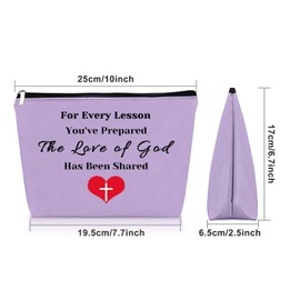 Sunday School Teacher Gifts for Women Purple Makeup Bag Bible Teacher Appreciation Gifts Religious Gifts for Women Christian Thank You Cosmetic Bag Christmas Birthday Graduation Gift