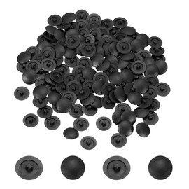 sourcing map Screw Caps, 158Pcs 12mm - Plastic Self-Tapping Screw Cap Covers, Decorative Cover Hole Plug for Diameter 7-8mm Flat Phillips Screw (Black)