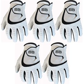 Divot Diva 5 Back to Back All Weather Golf Gloves in Black or White (White, Med/Lge)