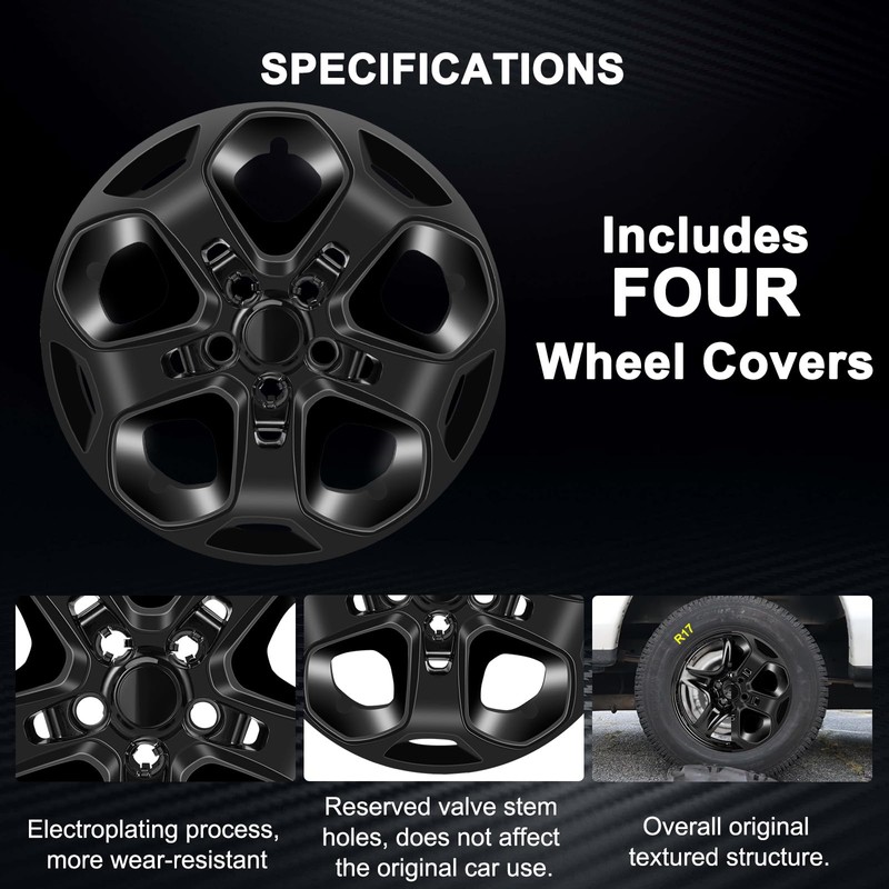 TULALUX Wheel Hubcaps Compatible with Ford Fusion 2010 2011 2012;