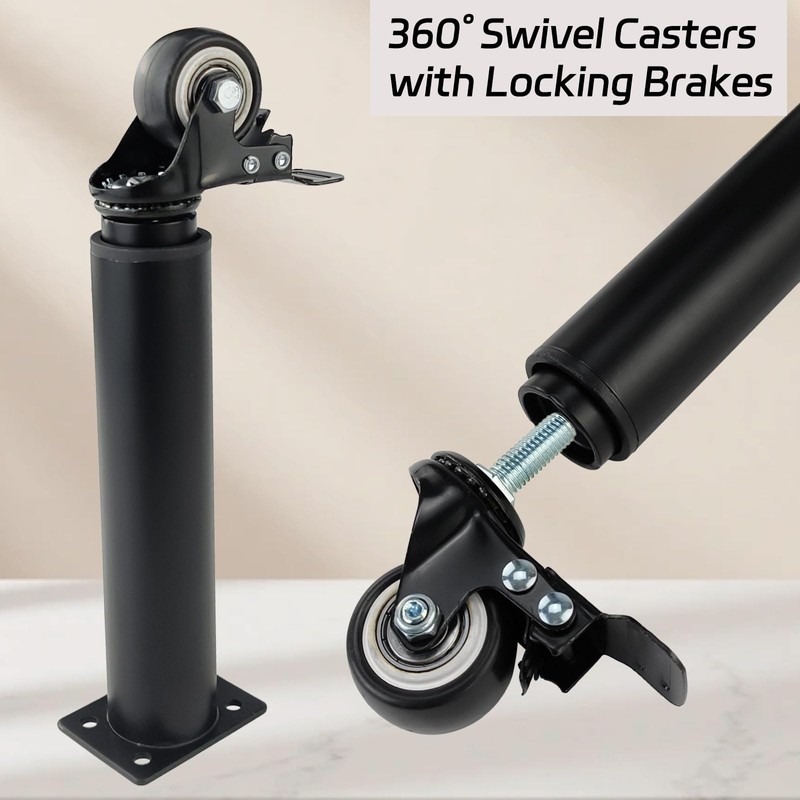Adjustable Table Leg Extender 9.5"-14.1" w/ 360° Casters for Cabinets/Sofas