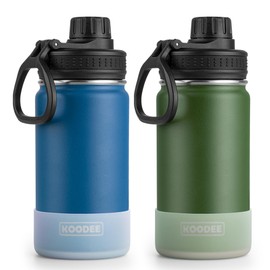 koodee Water Bottle 2 Pack-12 oz Stainless Steel Vacuum Insulated Sports Water Bottle for School with Leakproof Spout Lid
