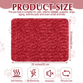 Drydiet 4 Pack Self Warming Cat Pads Self Heating Cat Mat Washable Homeless Dogs Thermal Pads Kennel Pad Reflects Body Heat Warm Crate Bed Mat for Indoor Outdoor Pet(Red,16 x 20 Inch)