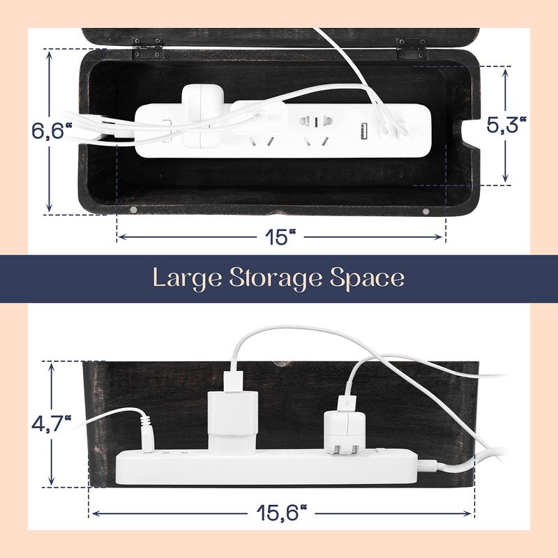 Large Cable Management Box - Cable Organizer Box and Power