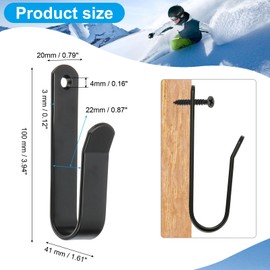 PATIKIL Snowboard Wall Mount Clips 4", 2Pcs Horizontal Surfboard Holder, Skateboard Storage Rack, Ski Board Display Stand with Rubber Plug/Screw for Room, Garage, Black