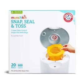 Munchkin® Arm & Hammer Diaper Pail Snap, Seal & Toss™ Refill Bags, Holds up to 600 Newborn Diapers, 20 Pack