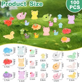 100pcs Luminous Mini Resin Animals Glow in the Dark Tiny Toy Resin Duck Frogs Dolphin Rabbit for Garden Dollhouse Aquarium Landscape Decoration (100pcs)