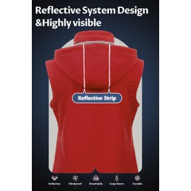 CREATMO US Women's Windproof Lightweight Golf Vest Outerwear With Pockets Versatile Active Vest For Running Hiking SportsRed S