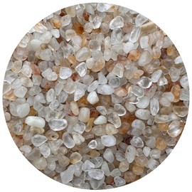 GAF TREASURES 0.5 Pound Natural Semi Tumbled Gemstone Chips, Crushed Mini Crystals, Undrilled Crystal Chips (Golden Healer Quartz)