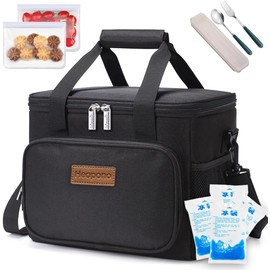 Bolsa de Almuerzo,Nevera Portatil para Alimentos Frutas,Tela Oxford Prueba de Goteo,Con cubiertos,4 bolsas de hielo y 2 bolsas de aperitivos,Genial para Playa,Picnic,Camping,para hombre y mujer
