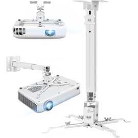 2-Be-Best Upgraded Projector Ceiling Mount Adjustable Projector Wall Mount Max Load Capacity 42 LBS / 19KG Ceiling Projector Mount Universal White