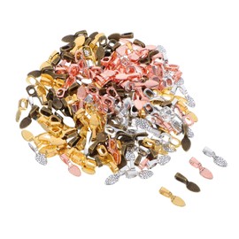 FUNOMOCYA 200pcs Glue Bail Charm Connectors Flat Oval Pendant Hanger Findings for Jewelry Making Colors Craft Supplies for DIY Pendant Projects