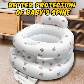 Inflatable Baby Seat for Babies 3-36 Months, Sit Up Floor Chair with Built-in Air Pump, Infant Support Seat for Sitting & Learning to Sit, Full Surround Design(Bear)