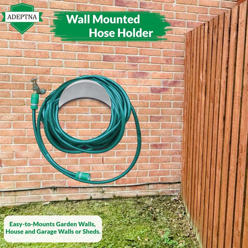 ADEPTNA Wall Mounted Metal Hose Pipe Holder Cable Storage Garden