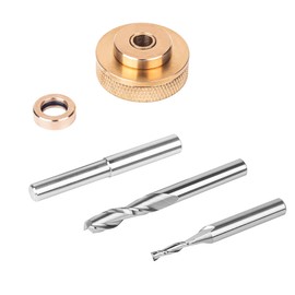 SpeTool Upcut Spiral Router Bit Solid Brass Inlay Kit 2Pcs Router Bits 1/4'' Shank, 1/8'' Shank with Router Bushing Collar Alignment Pin Router Bushing Guide Set for Wood