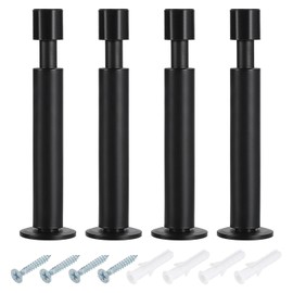 sourcing map Door Stopper, 4Pcs Door Stoppers Bumper Wall Protector with Soft Rubber Tips Aluminum Alloy 4.3inch, Black
