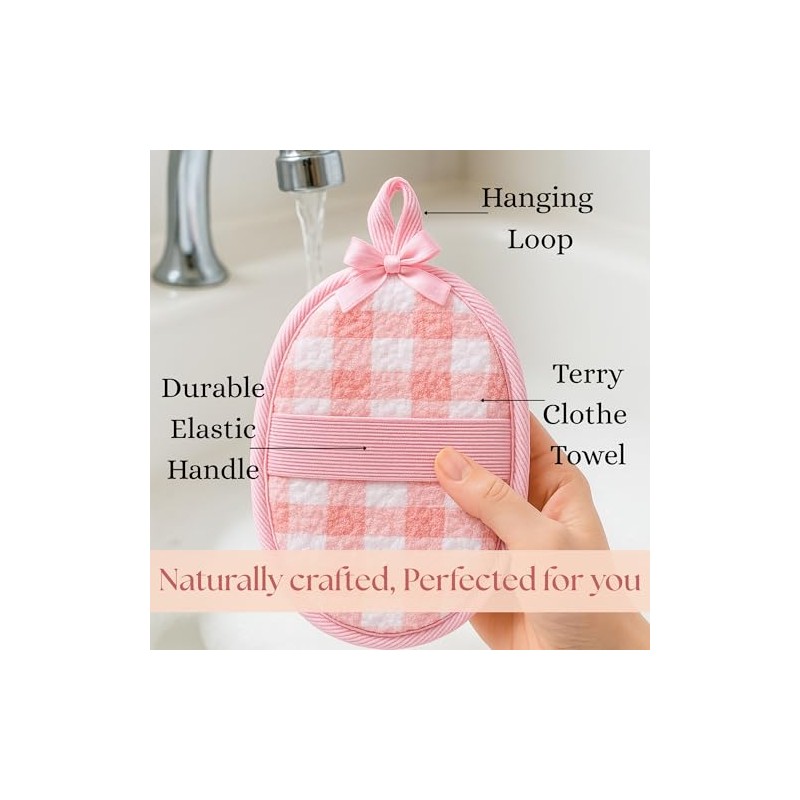 CraftsOfEgypt Natural Loofah Luffa Shower Sponge - Pink Beige, 2PCS