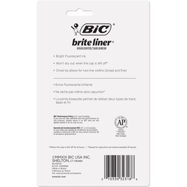 BIC Brite Liner Highlighter with Rubber Grip, Chisel Tip, Assorted, Pack of 4 - BLMGP41-A-AST