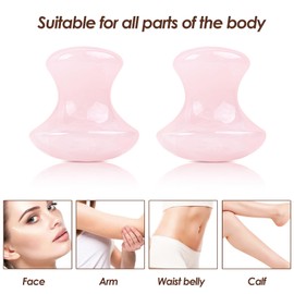 Pack of 2 Mushroom Shape Gua Sha Massage Tool, Acupressure, Natural Guasha Board for Face, Neck, Eyes, Beauty, Spa, Relaxing Improvement of Fine Lines (Pink)