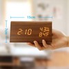 OCT17 Wooden Alarm Clock, Smart LED Digital Clock for Bedroom/desks,