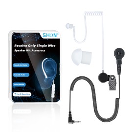 SHON 3.5mm Radio Ear Pieces for Law Enforcement,Receiver/Listen Only Surveillance Earpiece with Clear Acoustic Coil Earbud Audio Kit for Two-Way Radios,Transceivers and Radio Speakers (1 Set/Black)
