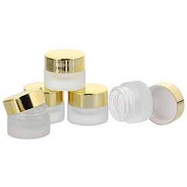 Frosted Glass 15 ml Pot with Black Plastic Lid – Empty Jar Kosmetex Glass Jar