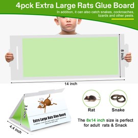 Qualirey 4 Pack Sticky Mouse Traps 8 x 14 Large Sticky Rat & Mouse Glue Boards for Inside Outside, Pre Scented Non Toxic Adhesive Traps with Enhanced Stickiness for Rat Mice Snake, Pet Safe