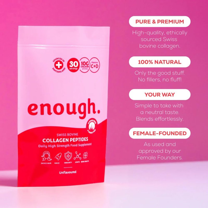 enough. Swiss Bovine Collagen Peptides 300g - Grass-Fed Bovine Collagen