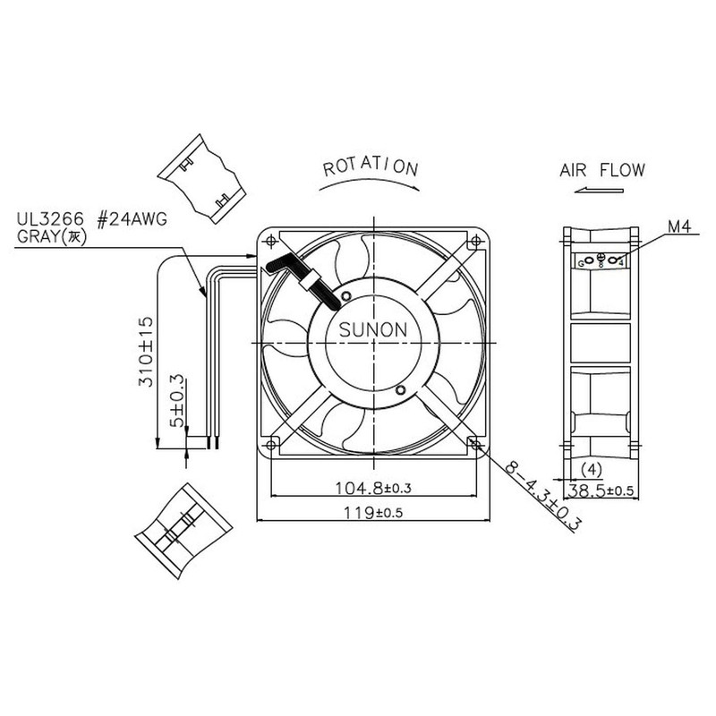 Sunon DP203A2123LBL-S Fan 230 V AC 10.9 W 120 x