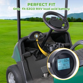 10L0L Golf Cart Battery Monitor Meter for EZGO RXV 2008-up Electric, LED Battery Capacity and Voltage Indicator Meter Only Fit Lead-Acid Batterys Level Indicator Monitor Gauge, OEM# 612314