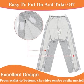 AUSTYLCO Post Surgery Tearaway Pants for Women,Adaptive Pants Fully Open on Both Sides,Bedridden Patient Clothing for Home Care/Post Surgery/Dialysis/Fracture/Disability/Elderly