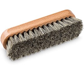 PREMYO Shine Brush with Grey Horsehair - Shoe Brush with Horse Hair - Cleaning Polishing of Smooth Leather