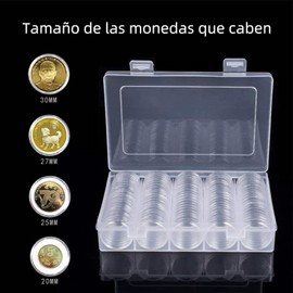 Asorok Cápsulas para Monedas, Organizador de Monedas 30 mm, Monedas de 20 Pesos Mexico 100 para Colección, Caja de Almacenamiento Plastico Caja Redonda, Caja de Almacenamiento de Monedas