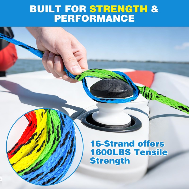 75FT Radius Handle Ski Ropes for Water Skiing, Floating Wakeboard