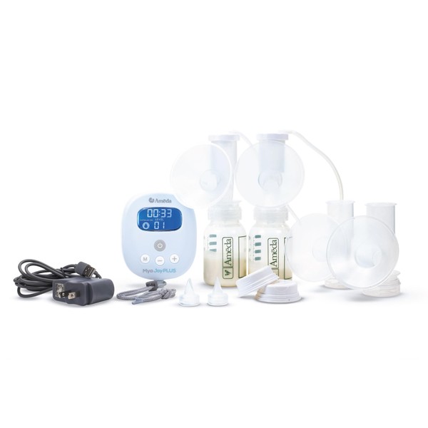 Ameda MYA Joy Plus - Extractor de leche eléctrico doble recargable, extractor de leche de rendimiento hospitalario, extractor de leche portátil, extractor de leche silencioso, blanco