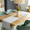 Windkream Sage Green Scalloped Edge White Table Runner 70 Inches
