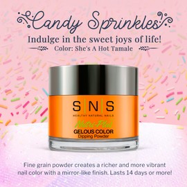 SNS Nail Dip Powder, Color Dipping Powder - She's A Hot Tamale (Orange), CS231 - Long-Lasting Nail Color Lasts 14 Days - Low-Odor & No UV Lamp Needed - 1 oz.