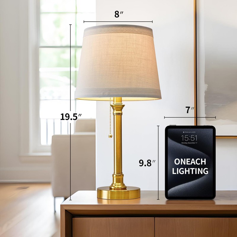 Oneach Modern Gold Brass Table Lamp Set of 2 for